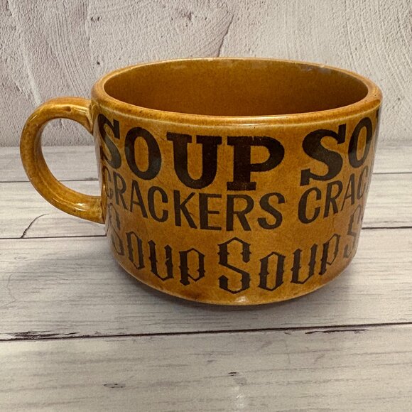 Vintage Retro 1970's Brown Stoneware Soup Crackers Japan Mug (SKU: 210MI) - Picture 3 of 9